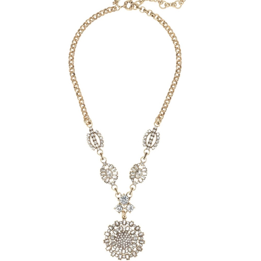 J. Crew Crystal Radial Medallion Necklace
